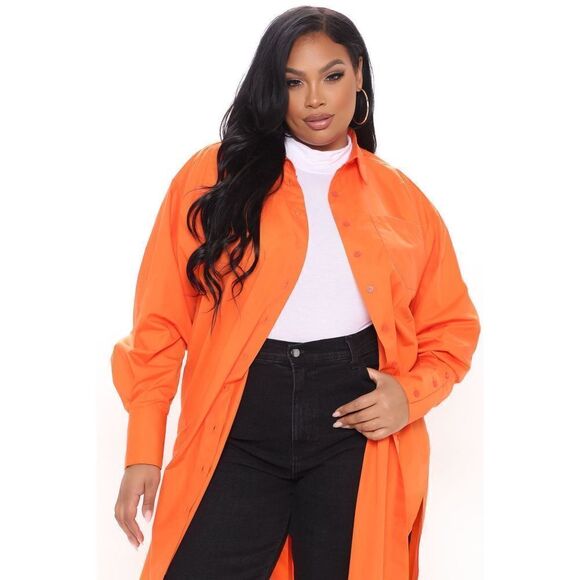 ✨Fashion Nova True Friends Oversized Sz Medium Shirt - Orange✨ - Picture 6 of 11